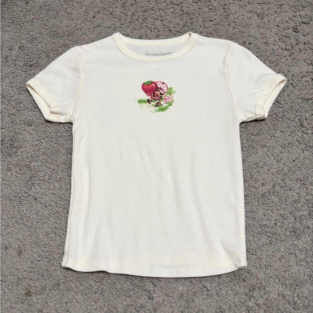 PacSun Cream Tee with Strawberry Shortcake Design